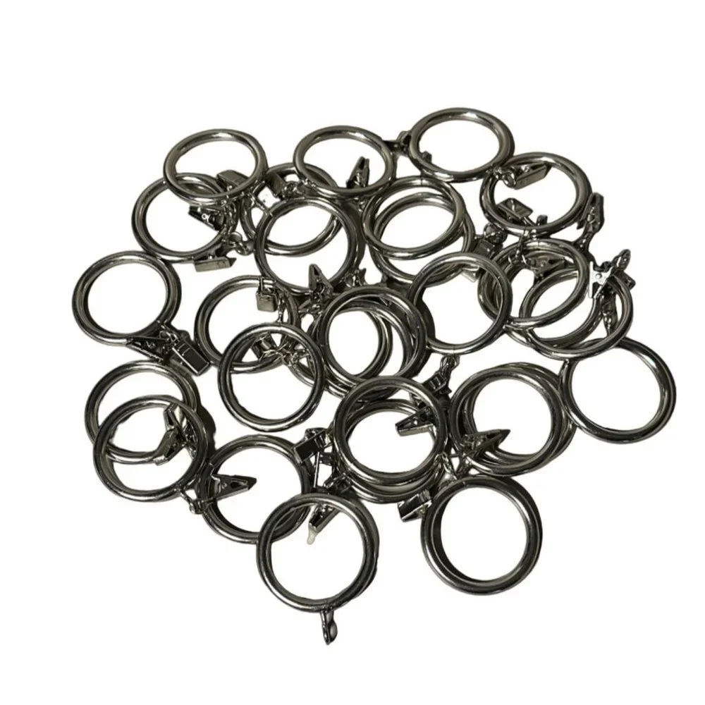 Curtain Rod Rings Clips Set Metal Lot of 20 Round Drapery Window 2.25